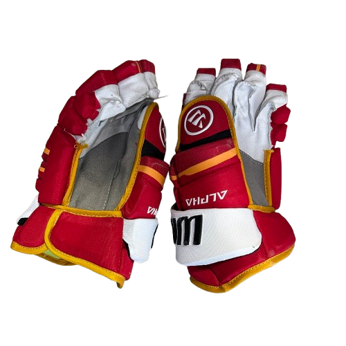 Warrior Alpha LX Pro - Gant de hockey Pro Stock d'occasion (rouge/jaune/blanc)